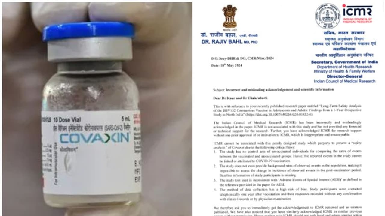 കൊവാക്സിന് എതിരായ പഠനം തള്ളി ഐസിഎംആർ; പഠനത്തിൽ ഉദ്ധരിച്ചത് നീക്കം ചെയ്യണമെന്ന് ഡയറക്ടർ ജനറലിന്‍റെ കത്ത്