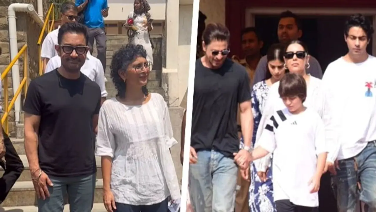 WATCH: Shah Rukh, Aamir Khan's families clicked outside voting booth in Mumbai