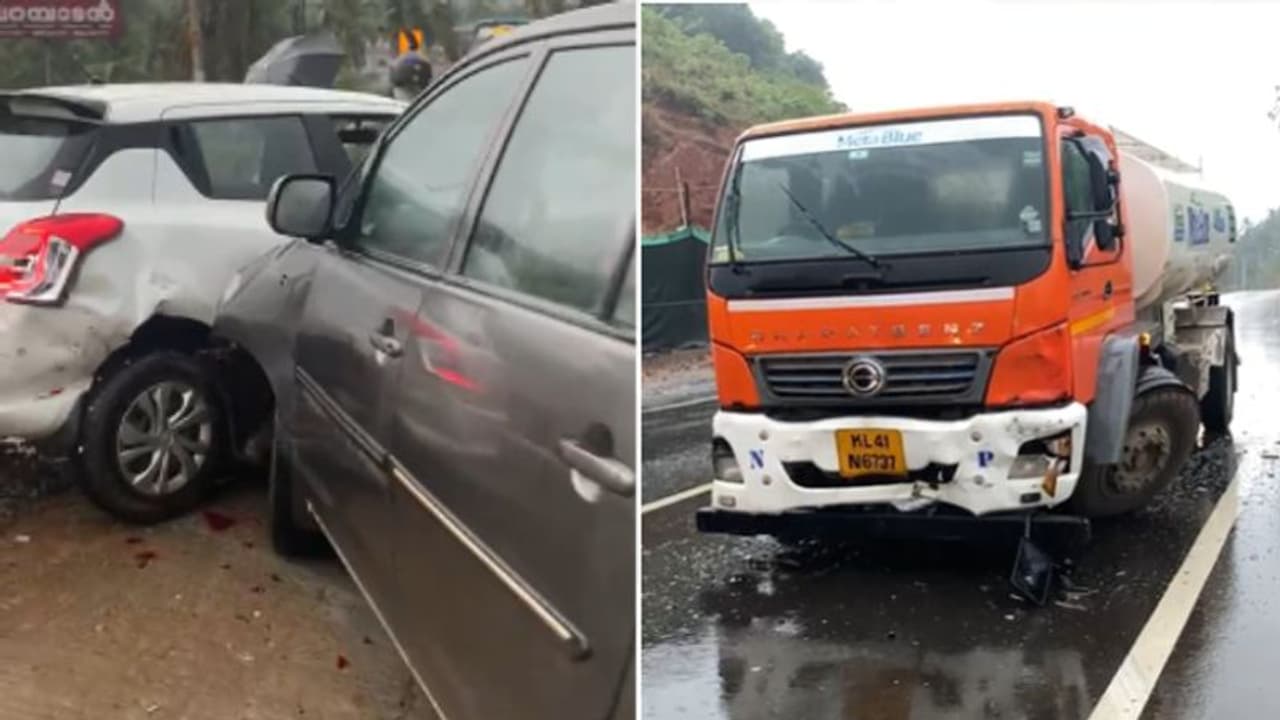 ടാങ്കര് ഇന്നോവയിലിടിച്ചു, ഇന്നോവ സ്വിഫ്റ്റ് കാറിൽ; കോഴിക്കോട്ട് അപകടത്തിൽ നാല് വാഹനങ്ങൾക്ക് കേടുപാട് ടാങ്കര് ഇന്നോവയിലിടിച്ചു, ഇന്നോവ സ്വിഫ്റ്റ് കാറിൽ; കോഴിക്കോട്ട് അപകടത്തിൽ നാല് വാഹനങ്ങൾക്ക് കേടുപാട്