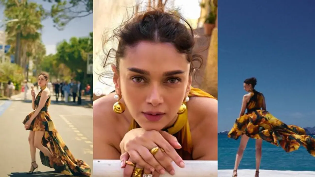 കാന്‍ റെഡ് കാര്‍പറ്റില്‍ ഫ്‌ളോറല്‍ ഗൗണില്‍ തിളങ്ങി അദിതി റാവു; കമന്‍റുമായി സിദ്ധാര്‍ഥ്