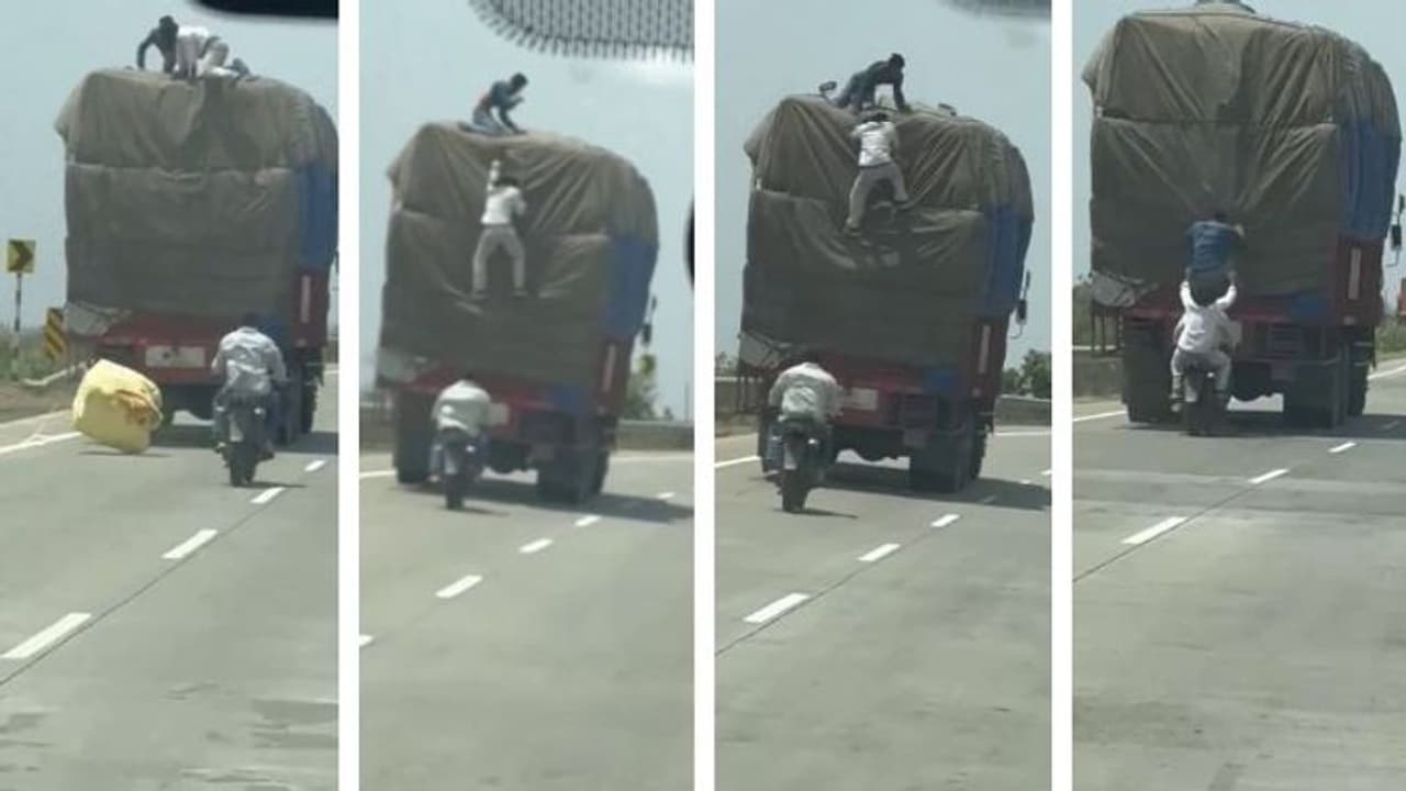 ಕಿರಾತಕ ಸಿನಿಮಾ ಸ್ಟೈಲ್‌ನಲ್ಲಿಯೇ ಚಲಿಸುತ್ತಿರುವ ಟ್ರಕ್‌ನಿಂದ ಕಳ್ಳತನ 