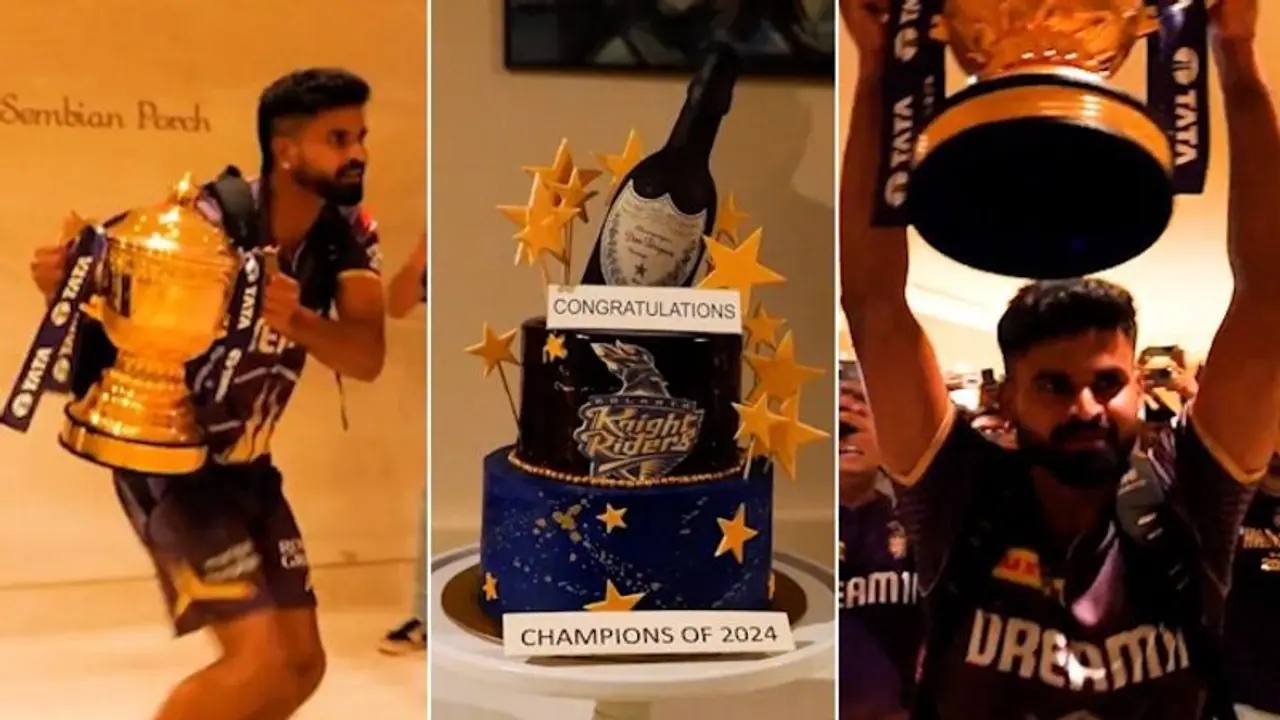 Inside KKR's celebration after IPL 2024 triumph: Shreyas Iyer dances with trophy, cake cutting & more (WATCH) Inside KKR's celebration after IPL 2024 triumph: Shreyas Iyer dances with trophy, cake cutting & more (WATCH)