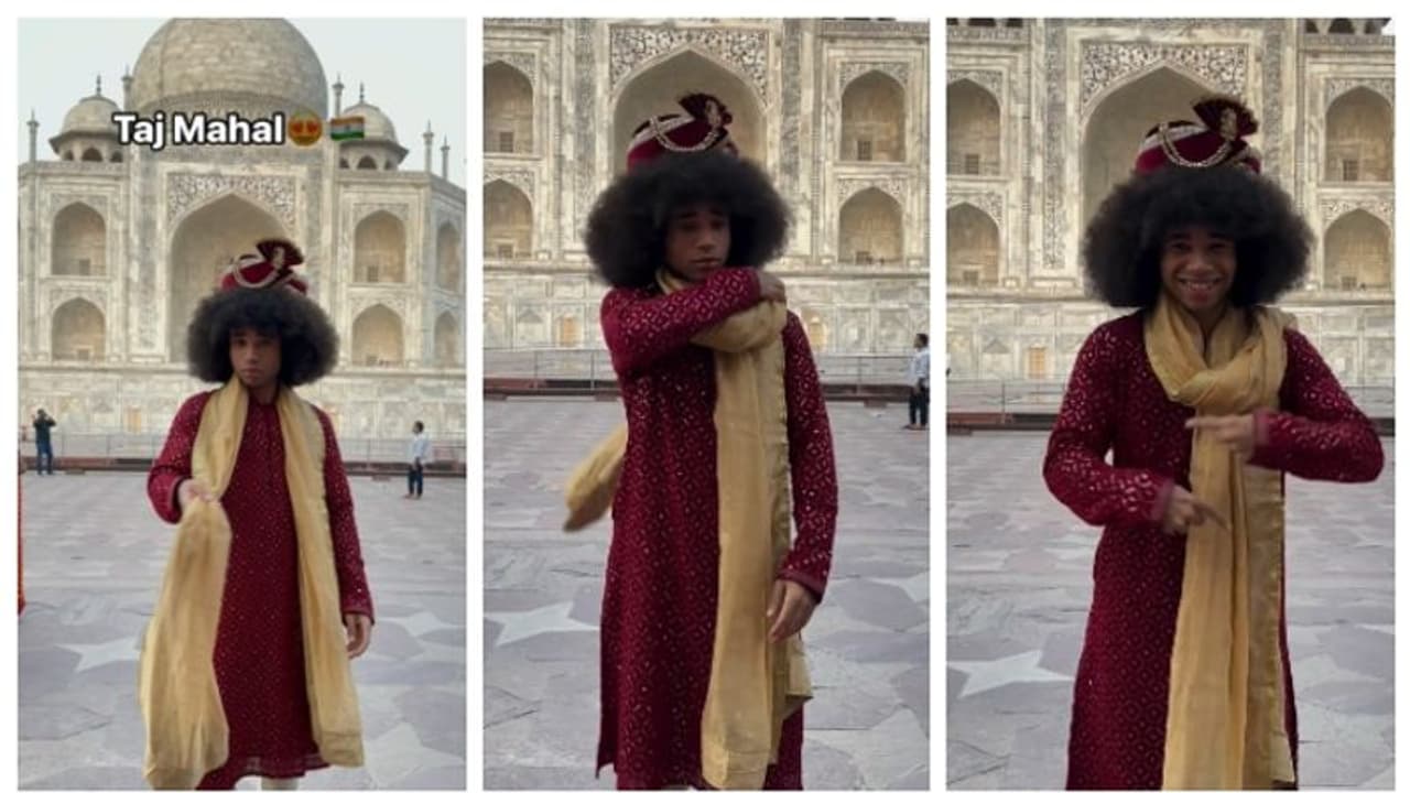 'രാജകുമാരനെ പോലെ...'; താജ്മഹലിന്‍റെ മുന്നില്‍ നിന്നുള്ള ഡാന്‍സ് വീഡിയോ ഏറ്റെടുത്ത് സോഷ്യല്‍ മീഡിയ