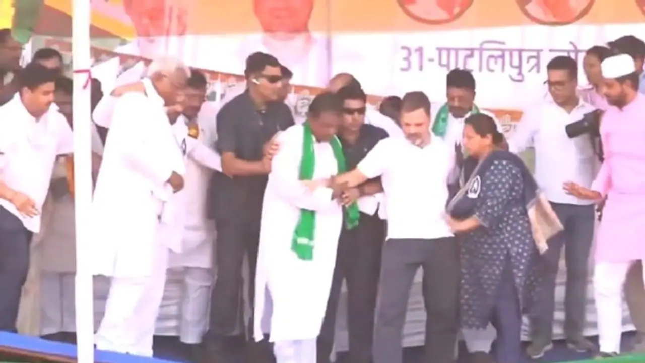 Bihar: Stage caves in as Rahul Gandhi, Tejashwi arrive to address INDIA bloc rally in Paliganj (WATCH)
