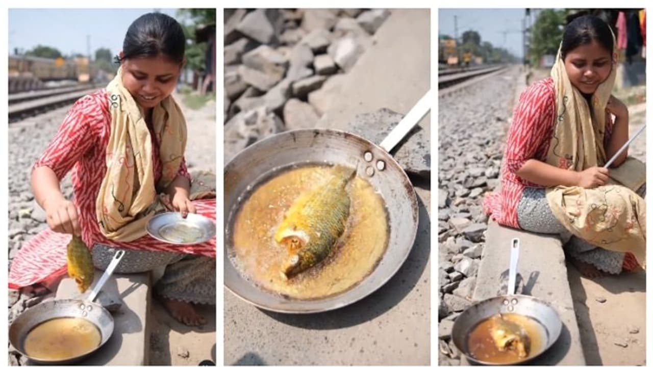 വെയിലത്ത് വച്ച എണ്ണയില്‍ മീന്‍ പൊരിച്ച് യുവതി, എല്ലാം 'വ്യാജ'മെന്ന് സോഷ്യല്‍ മീഡിയ