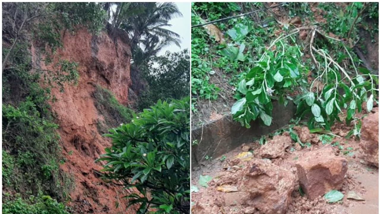 ശക്തമായ മഴ: വര്‍ക്കല പാപനാശം ബലി മണ്ഡപത്തിന്റെ പിന്‍ഭാഗത്തെ കുന്നിടിഞ്ഞു