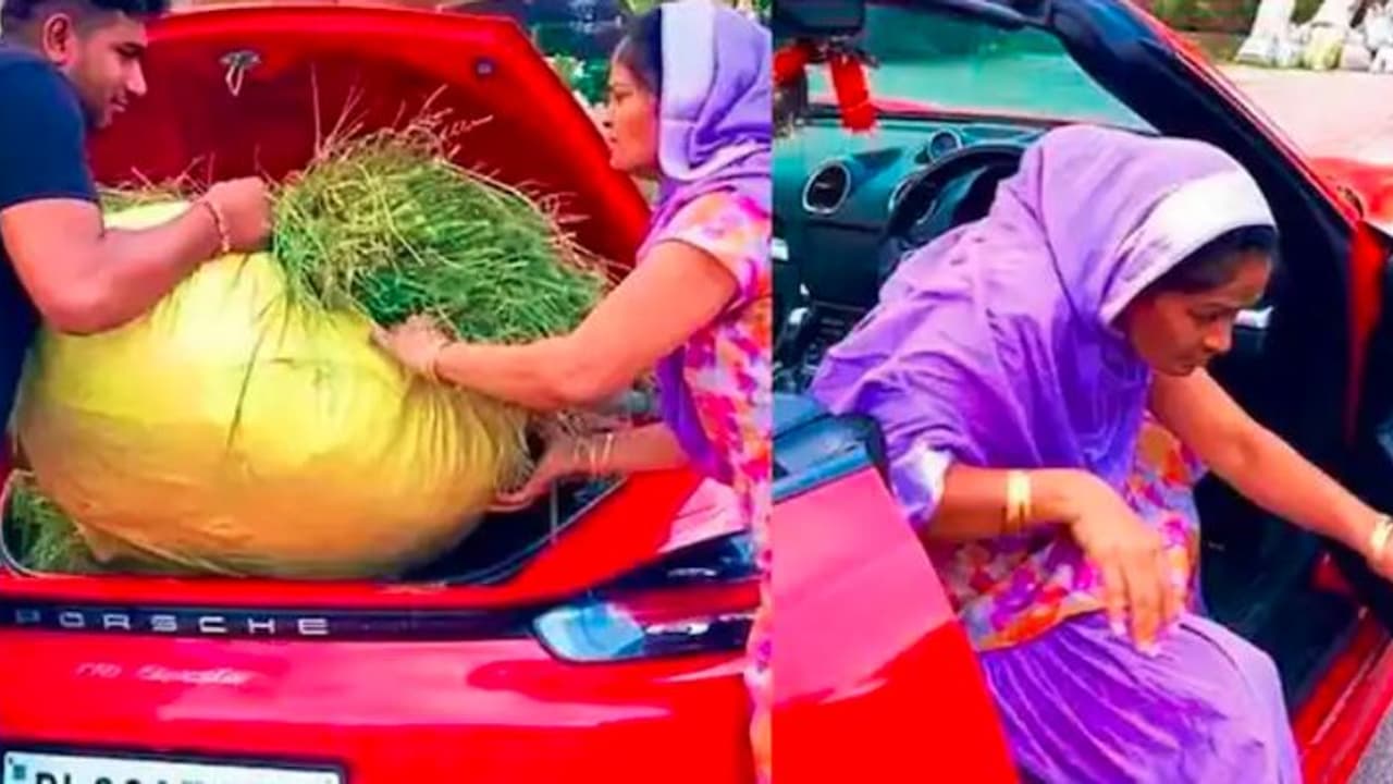 1.5 కోట్ల లగ్జరీ కారులో ఎండుగడ్డిని తీసుకెళ్లిన రైతు: వీడియో వైరల్ 1.5 కోట్ల లగ్జరీ కారులో ఎండుగడ్డిని తీసుకెళ్లిన రైతు: వీడియో వైరల్