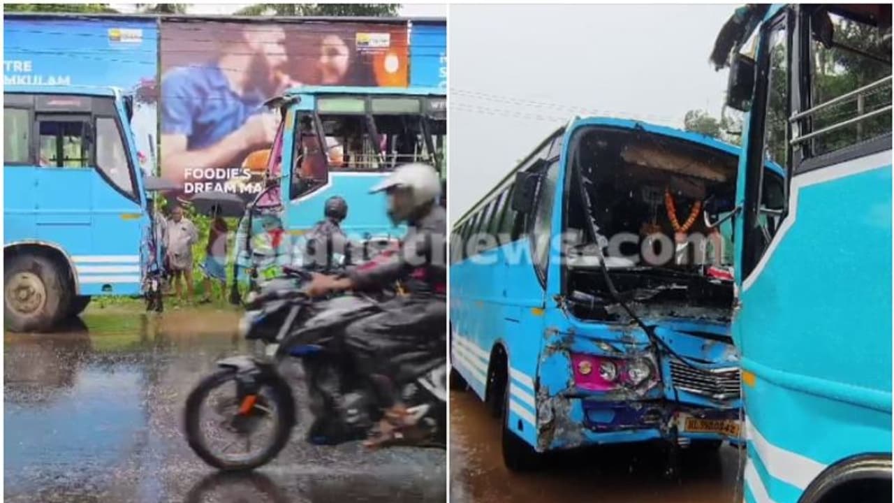കുന്നംകുളത്ത് രണ്ട് സ്വകാര്യ ബസുകൾ കൂട്ടിയിടിച്ച് അപകടം; 13 പേർക്ക് പരിക്ക് 