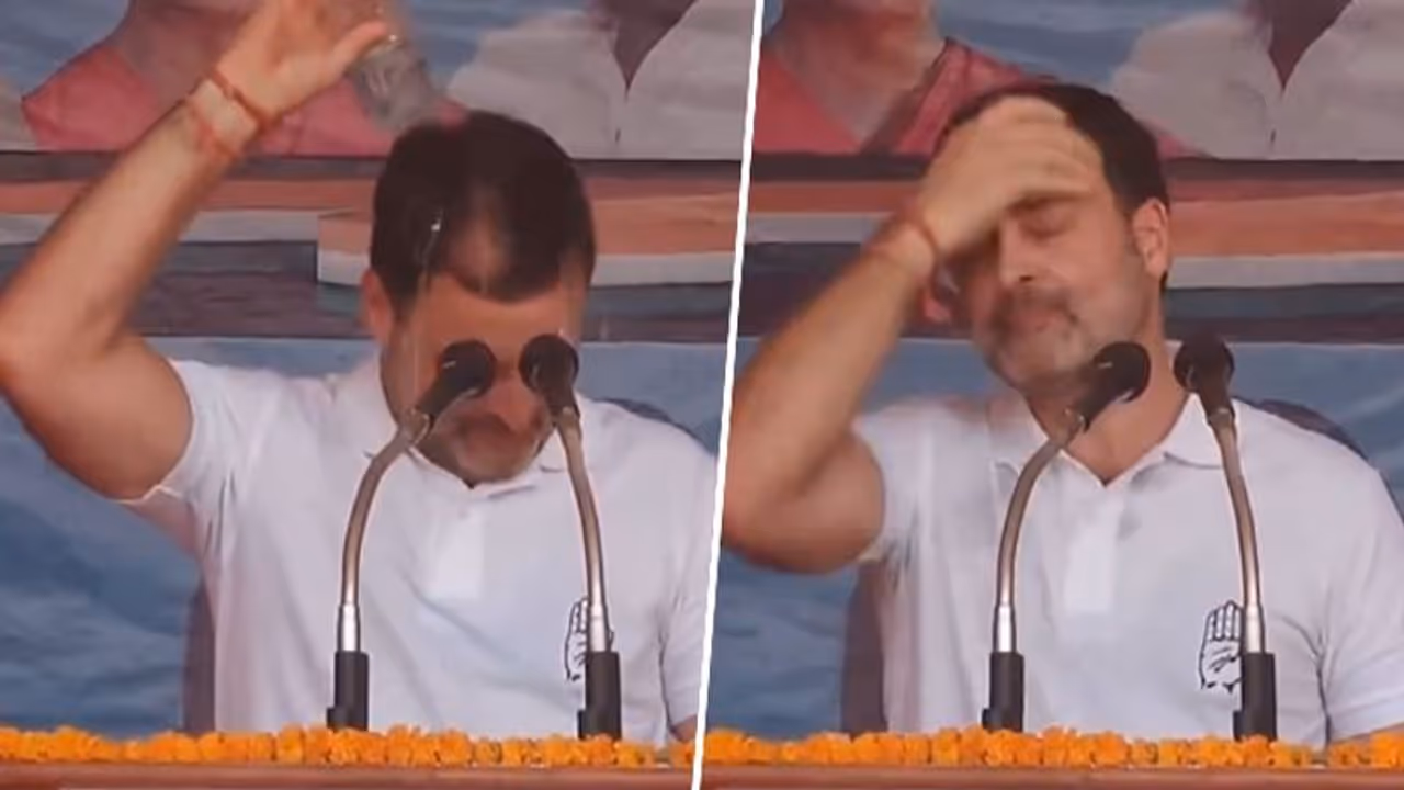 'Garmi hai kaafi': Rahul Gandhi pouring water on his head in Rudrapur rally sparks Internet frenzy (WATCH) 'Garmi hai kaafi': Rahul Gandhi pouring water on his head in Rudrapur rally sparks Internet frenzy (WATCH)