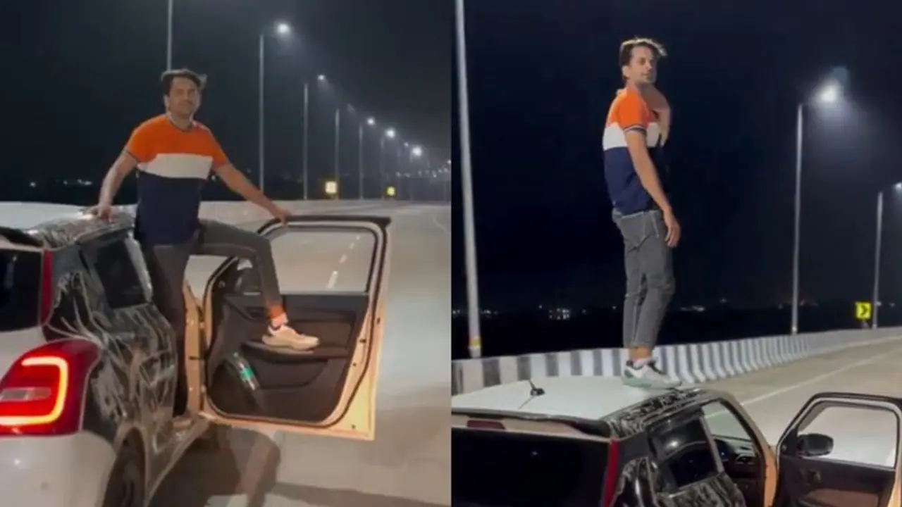 Viral video: man performs risky stunt on moving car, draws response from Mumbai police