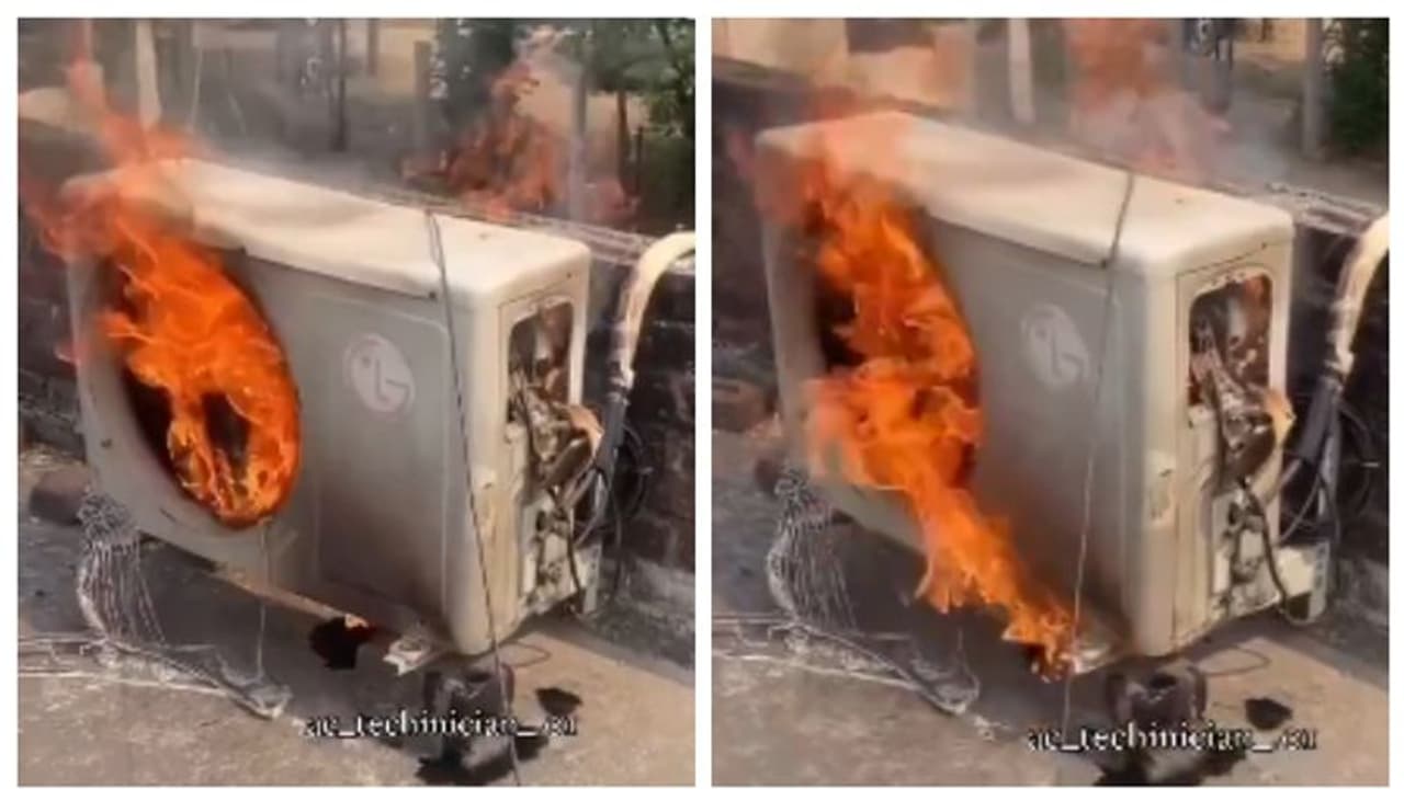 ഉഷ്ണതരംഗം; പഞ്ചാബില്‍ വീടിന് മുകളില്‍ വച്ചിരുന്ന എസി മെഷ്യന്‍ കത്തുന്ന വീഡിയോ വൈറൽ