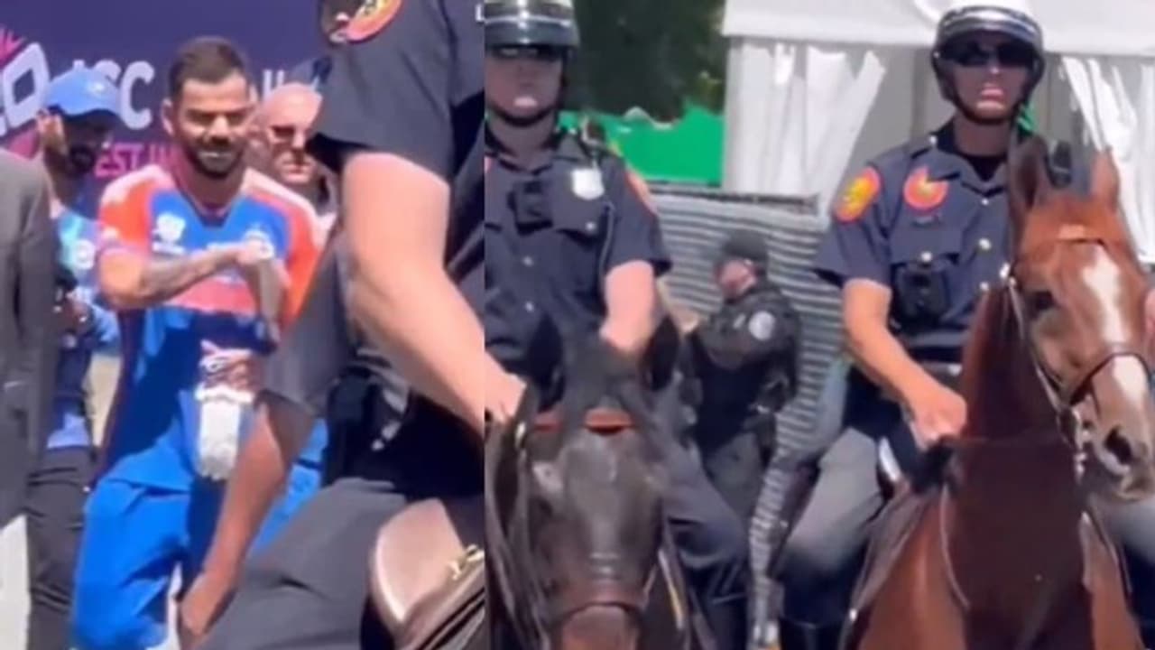 T20 World Cup 2024: Video of robust security, incuding cops on horses, for Virat Kohli in USA surfaces (WATCH)