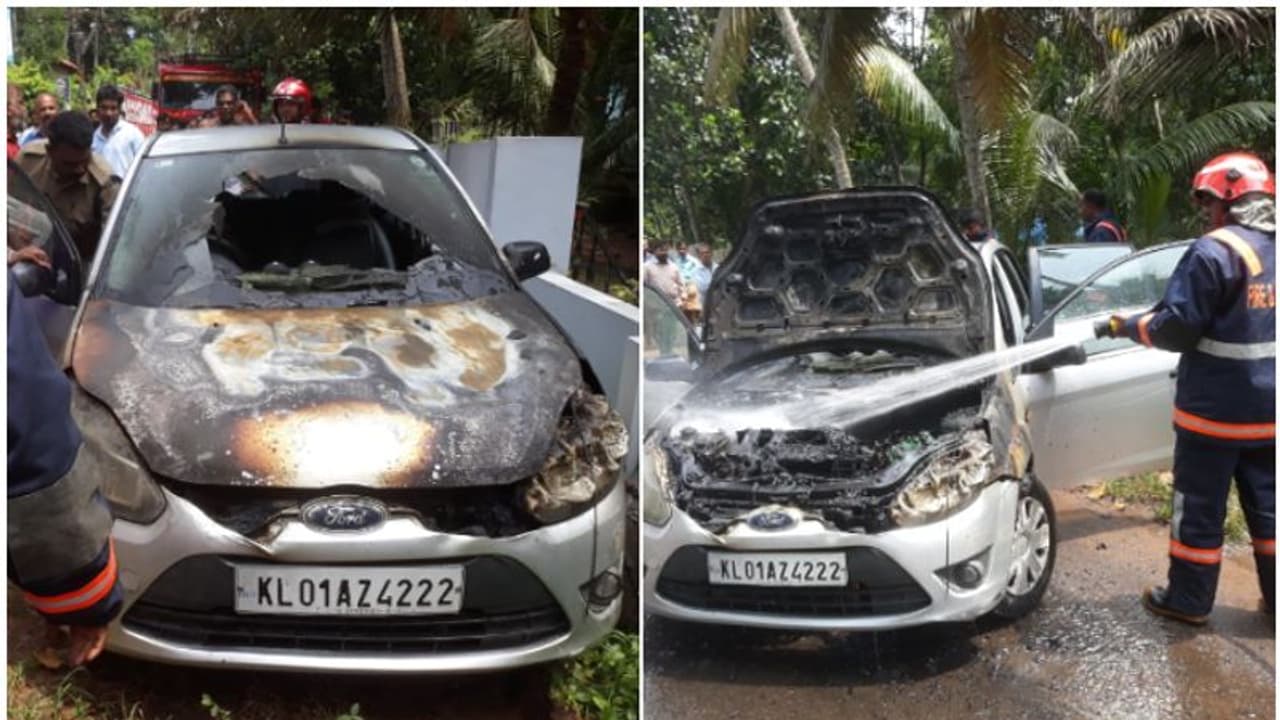 വിഴിഞ്ഞത്ത് ഓടിക്കൊണ്ടിരിക്കെ കാറിൽ പുക; മുൻവശവും എഞ്ചിനും കത്തിനശിച്ചു, യാത്രക്കാർ ഉടനിറങ്ങി രക്ഷപ്പെട്ടു