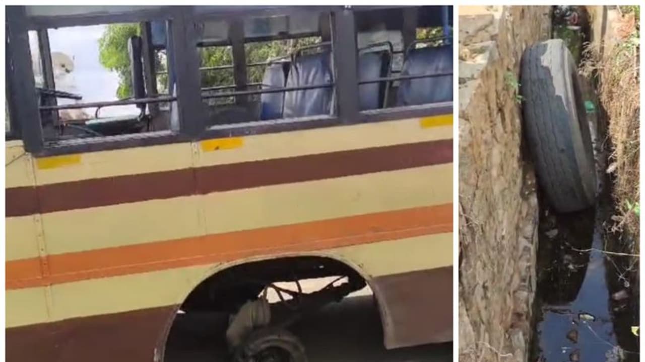 மெதுவாக சென்ற பேருந்தில் இருந்து வேகமாக கழன்று ஓடிய சக்கரம்; பழனியில் திடீரென அலறிய பயணிகள்