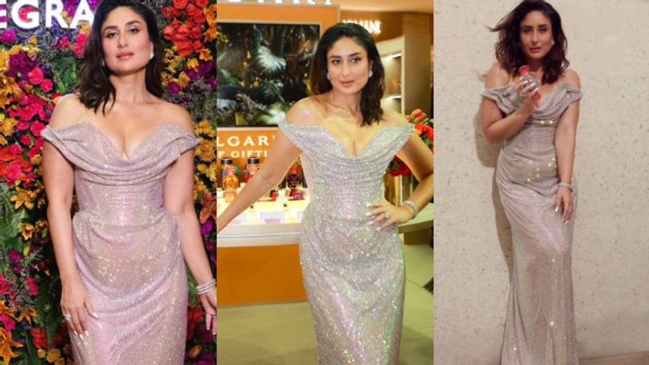  ഷിമ്മറിങ് ഡീപ്പ് വി നെക്ക് ഔട്ട്ഫിറ്റിൽ ഗ്ലാമറസ് ലുക്കില്‍ കരീന കപൂര്‍; ചിത്രങ്ങള്‍ വൈറല്‍ 