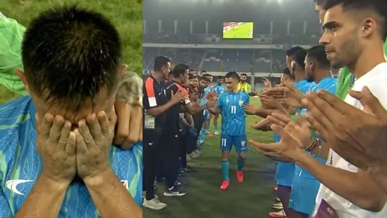 Sunil Chhetri gets guard of honour as he bids adieu to international football after 19 yrs; WATCH viral video Sunil Chhetri gets guard of honour as he bids adieu to international football after 19 yrs; WATCH viral video