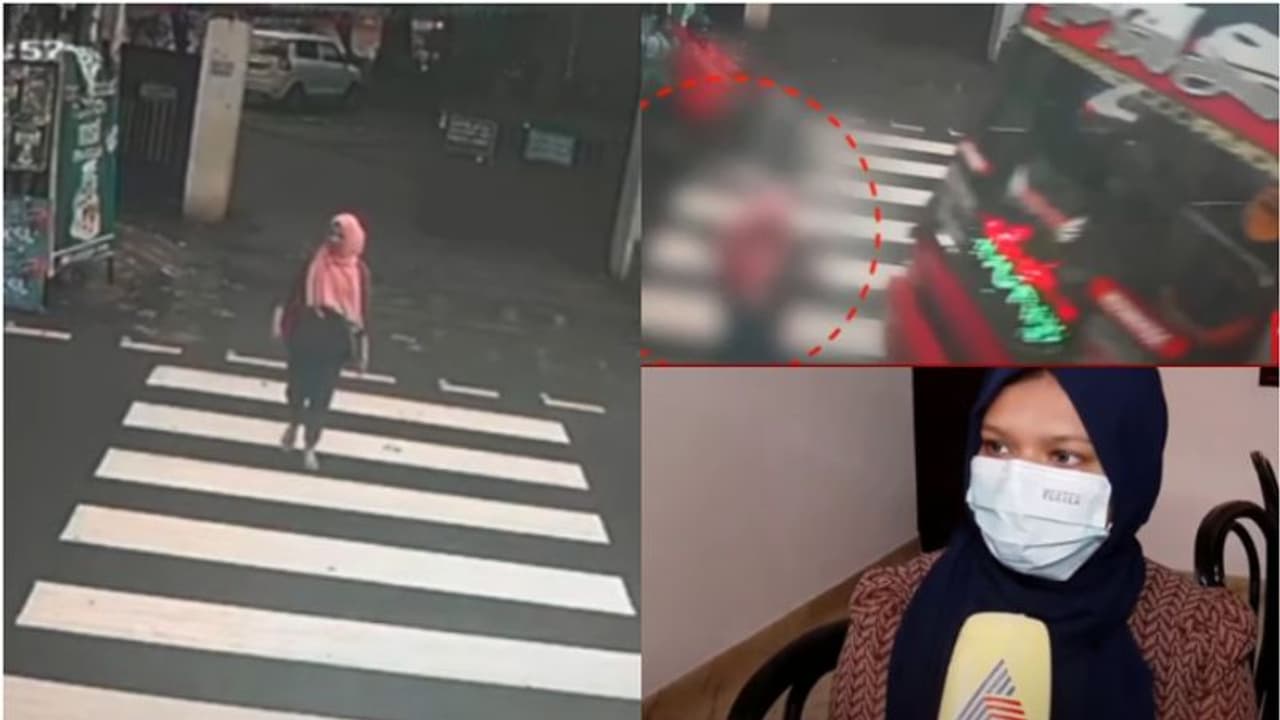 സീബ്ര ലൈനിലൂടെ റോഡ് മുറിച്ചുകടന്ന വിദ്യാർത്ഥിനിയെ ഇടിച്ച് തെറിപ്പിച്ച് ബസ്; അത്ഭുത രക്ഷപ്പെടൽ, ദൃശ്യം പുറത്ത് സീബ്ര ലൈനിലൂടെ റോഡ് മുറിച്ചുകടന്ന വിദ്യാർത്ഥിനിയെ ഇടിച്ച് തെറിപ്പിച്ച് ബസ്; അത്ഭുത രക്ഷപ്പെടൽ, ദൃശ്യം പുറത്ത്