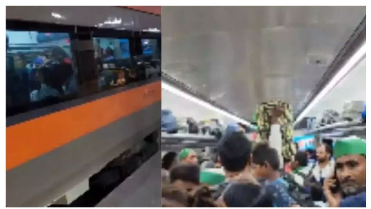 വല്ലാത്ത വിധിയിത്! ഇടിച്ചുകയറി യാത്രികർ, തിങ്ങിനിറഞ്ഞ് പ്രീമിയം വന്ദേഭാരത് ട്രെയിൻ