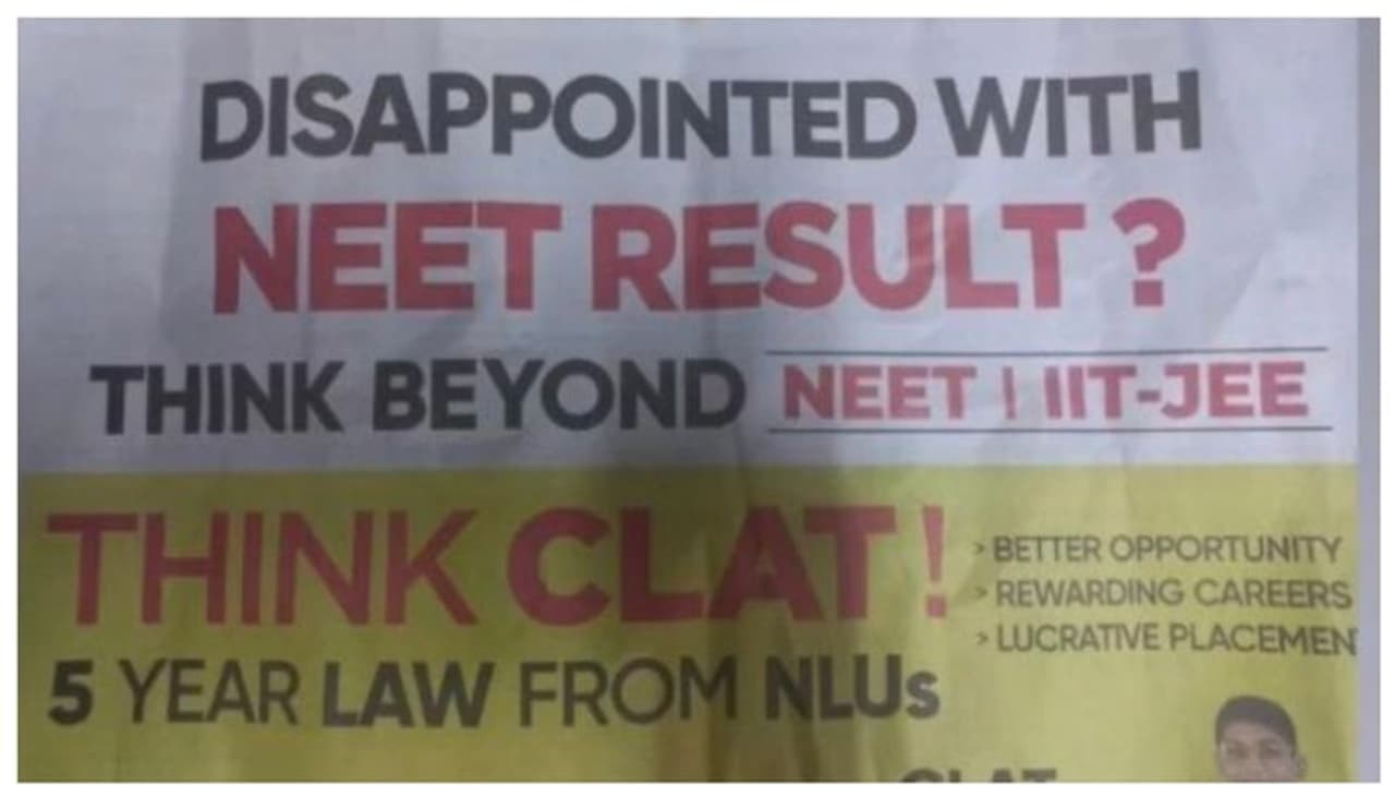 'നീറ്റ് പോയാൽ പോട്ടെ, ക്ലാറ്റ് ഉണ്ടല്ലോ' എന്ന് പരസ്യം; മുതലാളിത്തം അതിന്‍റെ ഉന്നതിയിലെന്ന് സോഷ്യൽ മീഡിയ 