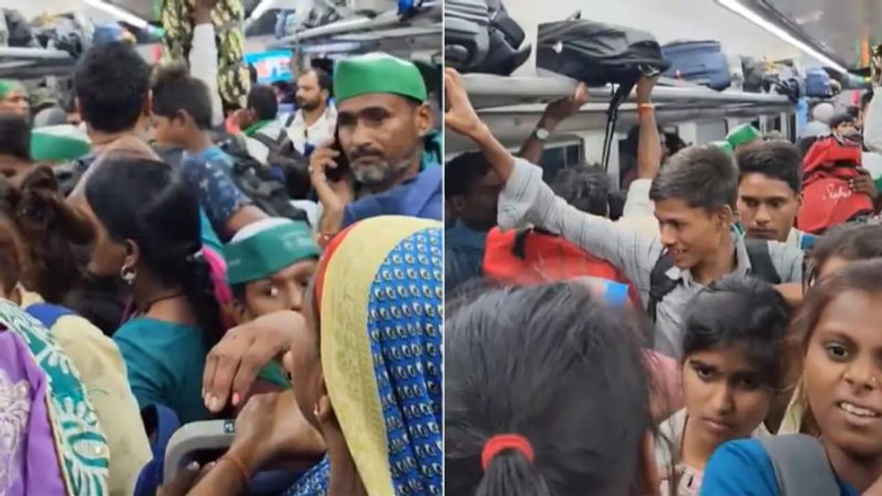 ഇത് ലോക്കൽ ട്രെയിനോ? വന്ദേഭാരതിൽ കാലുകുത്താനിടമില്ല, തിങ്ങിനിറഞ്ഞ് ടിക്കറ്റില്ലായാത്രക്കാർ റെയിൽവേയുടെ മറുപടി