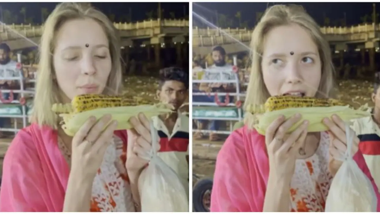 Viral Video: Russian Influencer's first taste of Bhutta, watch her reaction 