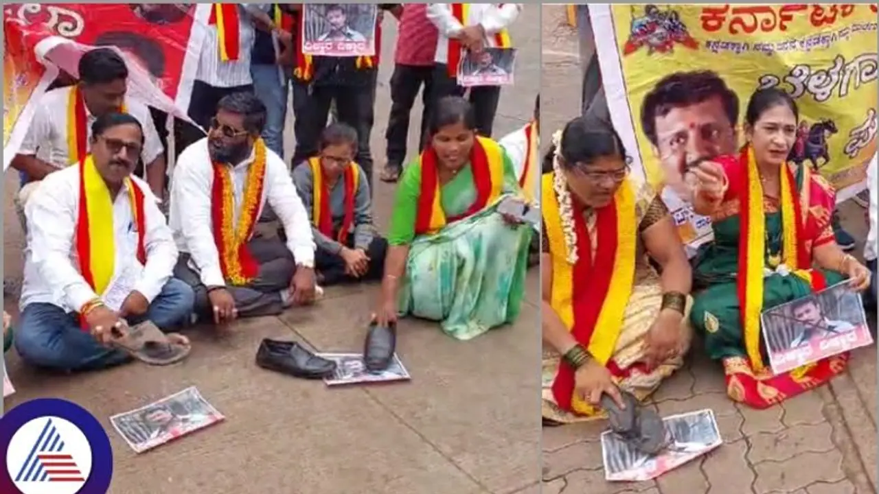 ನಟ ದರ್ಶನ್ ಫೋಟೋಗೆ ಚಪ್ಪಲಿ, ಬೂಟಿನಿಂದ ಹೊಡೆದ ಕರವೇ ಕಾರ್ಯಕರ್ತರು ನಟ ದರ್ಶನ್ ಫೋಟೋಗೆ ಚಪ್ಪಲಿ, ಬೂಟಿನಿಂದ ಹೊಡೆದ ಕರವೇ ಕಾರ್ಯಕರ್ತರು