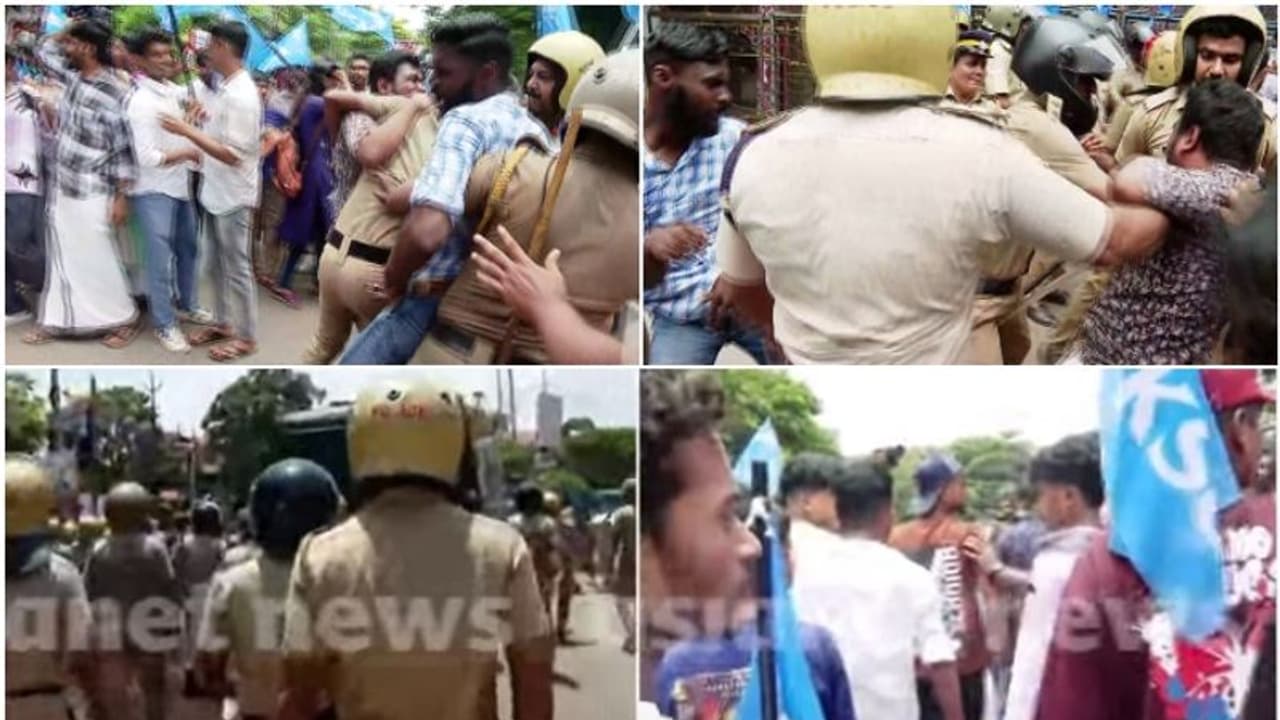 പ്ലസ് വൺ സീറ്റ് പ്രതിസന്ധി; കെഎസ്യു നടത്തിയ മാർച്ചിൽ സംഘർഷം, ജലപീരങ്കി പ്രയോഗിച്ച് പൊലീസ് പ്ലസ് വൺ സീറ്റ് പ്രതിസന്ധി; കെഎസ്യു നടത്തിയ മാർച്ചിൽ സംഘർഷം, ജലപീരങ്കി പ്രയോഗിച്ച് പൊലീസ്