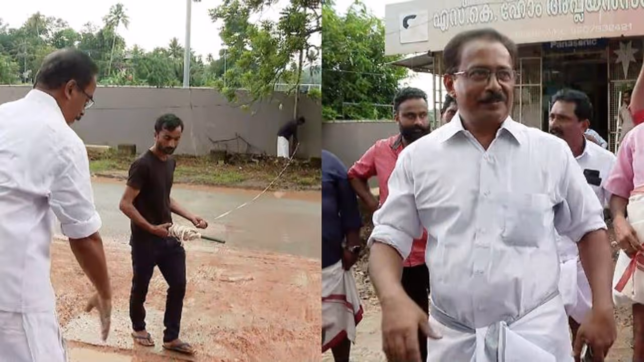 റോഡ് അളക്കാനുള്ള കോൺഗ്രസ് വെല്ലുവിളി ഏറ്റെടുത്ത് വീണാ ജോർജിന്റെ ഭർത്താവ്; കൊടുമണ്ണിൽ നാടകീയ രംഗങ്ങൾ റോഡ് അളക്കാനുള്ള കോൺഗ്രസ് വെല്ലുവിളി ഏറ്റെടുത്ത് വീണാ ജോർജിന്റെ ഭർത്താവ്; കൊടുമണ്ണിൽ നാടകീയ രംഗങ്ങൾ