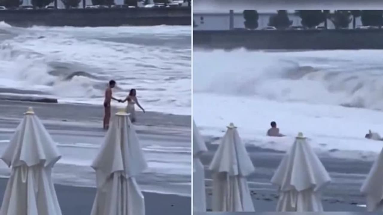 WATCH Scary video of Russian woman swept off by mammoth waves in Sochi goes VIRAL WATCH Scary video of Russian woman swept off by mammoth waves in Sochi goes VIRAL