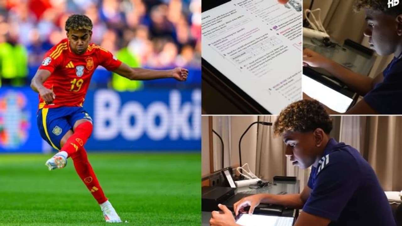 യൂറോ കപ്പിൽ കളിച്ച് നടന്നാൽ മാത്രം പോരാ സ്കൂളിലെ ഹോം വർക്കും ചെയ്യണം, വൈറലായി സ്പെയിനിന്റെ യുവതാരം ലാമിൻ യമാൽ യൂറോ കപ്പിൽ കളിച്ച് നടന്നാൽ മാത്രം പോരാ സ്കൂളിലെ ഹോം വർക്കും ചെയ്യണം, വൈറലായി സ്പെയിനിന്റെ യുവതാരം ലാമിൻ യമാൽ