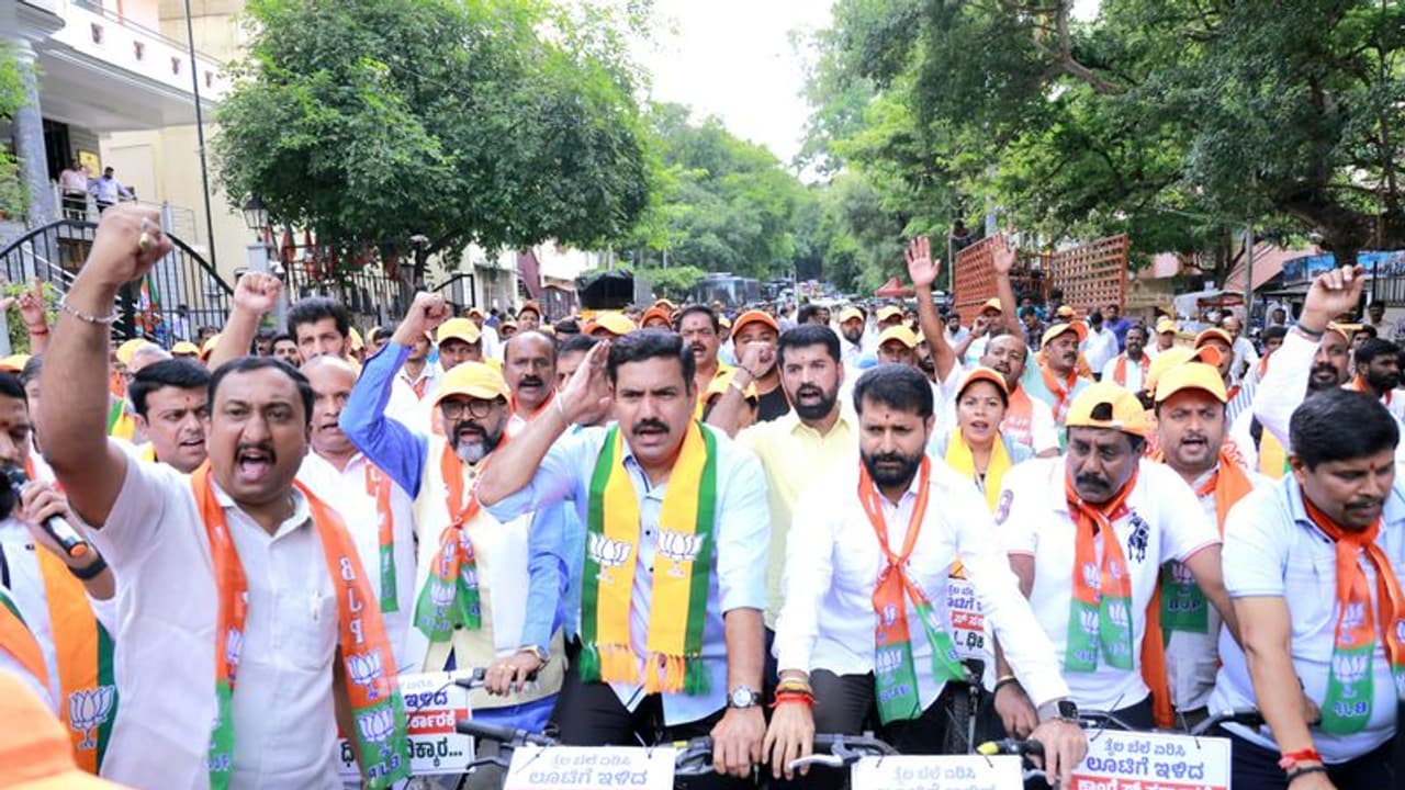 Karnataka's fuel price hike sparks BJP protest; several top leaders detained
