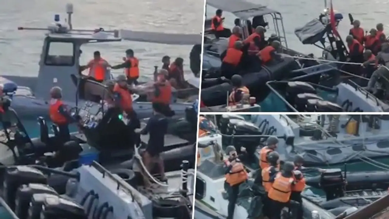 Chinese coast guard sailors wield knives, axe in disputed sea clash with Philippines; WATCH dramatic videos Chinese coast guard sailors wield knives, axe in disputed sea clash with Philippines; WATCH dramatic videos