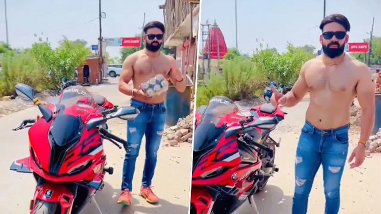 Uttarakhand influencer goes shirtless, distributes beer cans in Haridwar; apologies after outrage (WATCH) Uttarakhand influencer goes shirtless, distributes beer cans in Haridwar; apologies after outrage (WATCH)