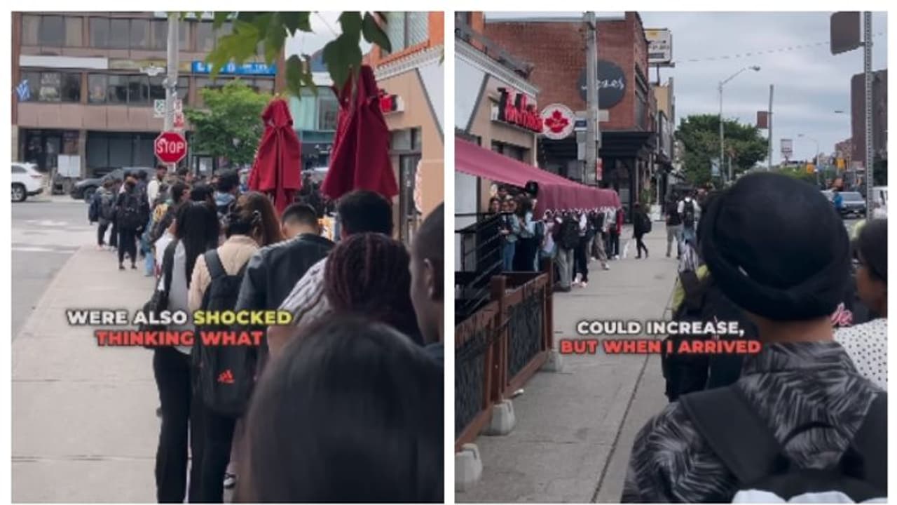 കാനഡയിൽ ജോലിക്കായി ക്യൂ നിൽക്കുന്ന നൂറ് കണക്കിന് ഇന്ത്യൻ, വിദേശ വിദ്യാർത്ഥികളുടെ വീഡിയോ വൈറൽ