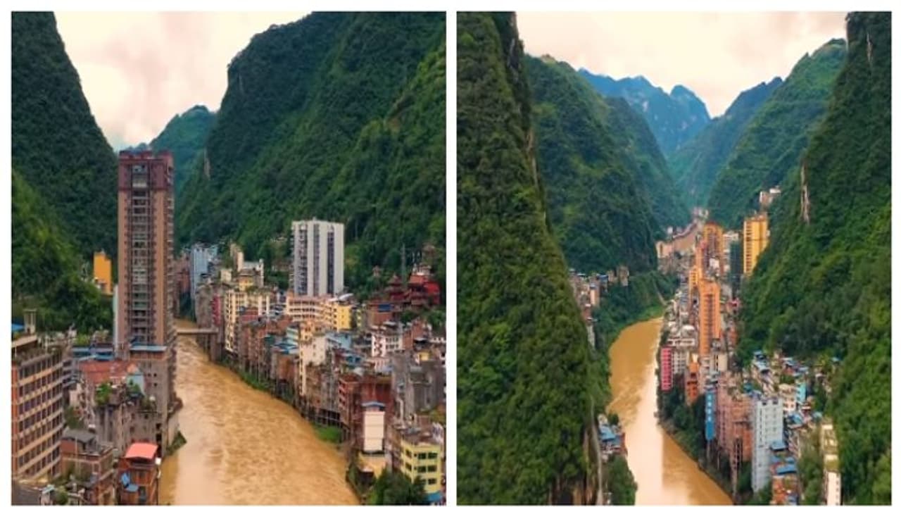 പര്‍വ്വതങ്ങള്‍ക്കും നദിക്കുമിടയില്‍ ഒരു നഗരം; ലോകത്തിലെ ഏറ്റവും ഇടുങ്ങിയ നഗരത്തിന്‍റെ വീഡിയോ വൈറല്‍