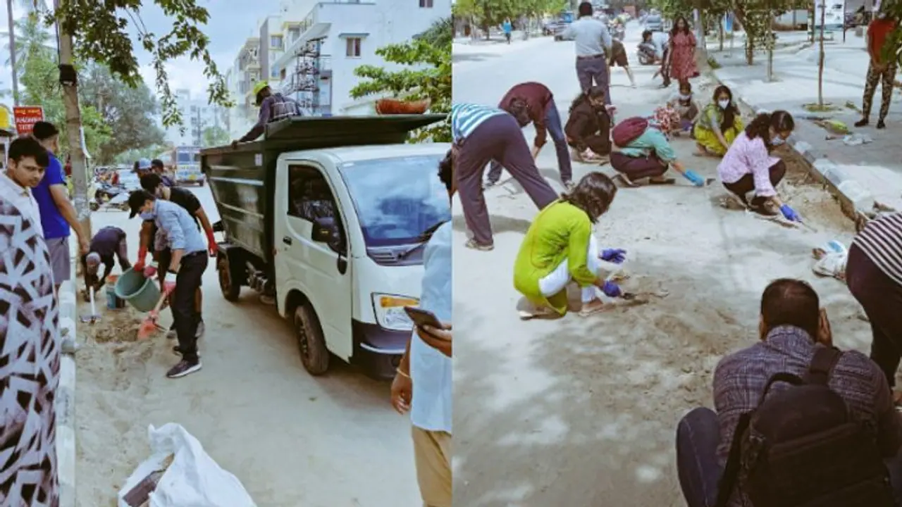  IT Professionals and Students in Bengaluru Take Charge of Repairing Roads Amid Authority Neglect |Photos