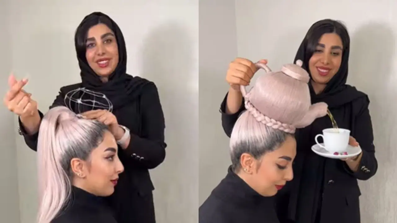 Iranian hairstylist's Instagram video of 'Teapot' hairstyle gains viral attention for its creativity [WATCH]