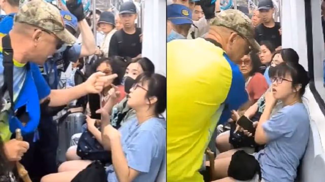 ഞെട്ടിക്കുന്ന ദൃശ്യങ്ങൾ, സീറ്റ് ഒഴിഞ്ഞുകൊടുക്കാത്തതിന് പെൺകുട്ടിയെ ഉപദ്രവിച്ച് 64 കാരൻ