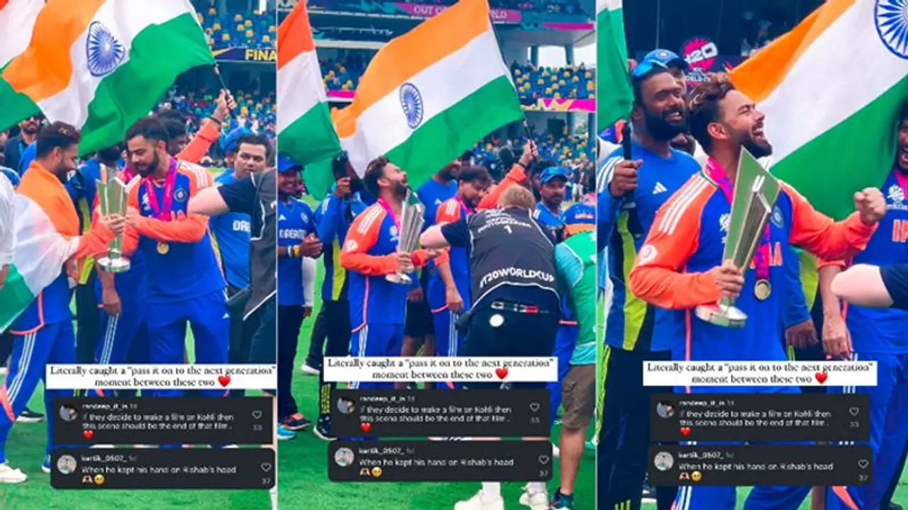 ಸಂಭ್ರಮ ಯಾತ್ರೆಯಲ್ಲಿ ಕೊಹ್ಲಿ ಟ್ರೋಫಿ ನೀಡುತ್ತಿದ್ದಂತೆ ಭಾವುಕರಾದ ರಿಷಬ್ ಪಂತ್!