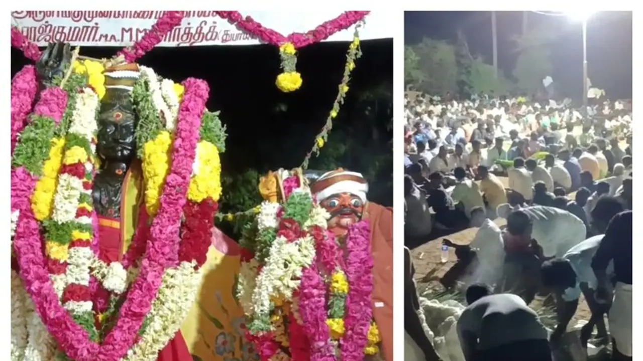 மழை பெய்து விவசாயம் செழிக்க வேண்டும்; மதுரையில் ஆண்கள் மட்டும் பங்கேற்று 100 ஆடுகளை படையலிட்டு வழிபாடு