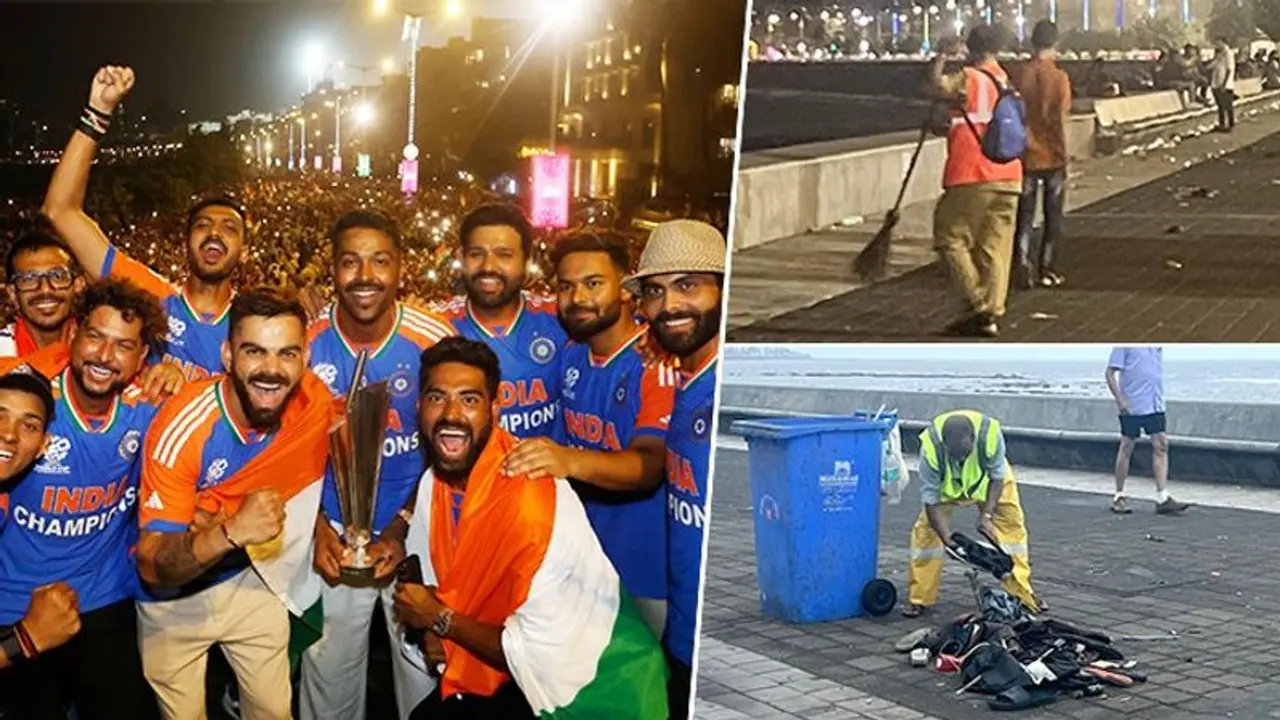 STAGGERING! BMC collects over 11,500 kg waste from Marine Drive after India's T20 WC victory parade; see pics