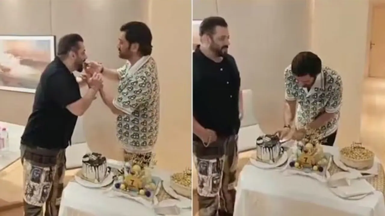 Video: Salman Khan celebrates MS Dhoni's 43rd birthday at Galaxy Apartment Video: Salman Khan celebrates MS Dhoni's 43rd birthday at Galaxy Apartment