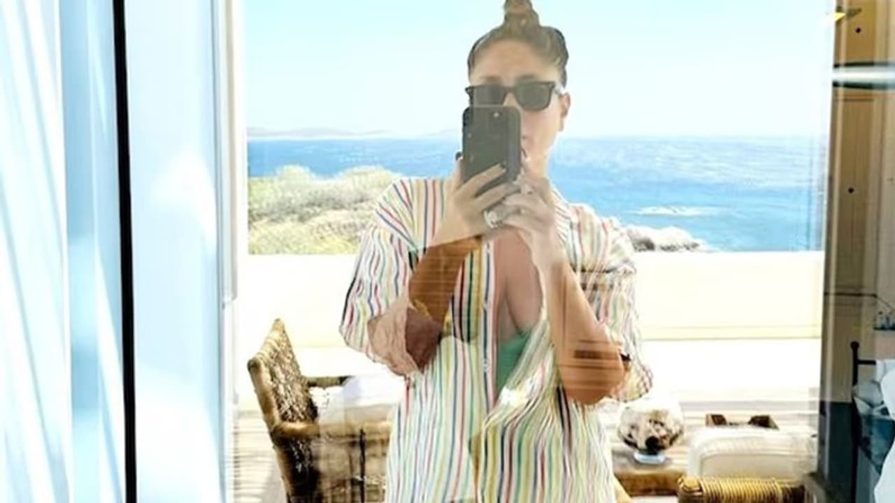 Kareena Kapoor beats Monday blues as she shares beach vacay pics in swimsuit and striped shirt
