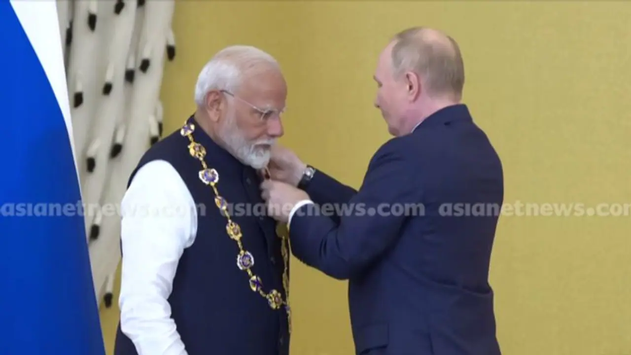 നരേന്ദ്ര മോദിക്ക് ഏറ്റവും ഉയര്‍ന്ന ദേശീയ ബഹുമതി നൽകി ആദരിച്ച് പുടിൻ; ഇന്ത്യക്കുള്ള അംഗീകാരമെന്ന് പ്രധാനമന്ത്രി