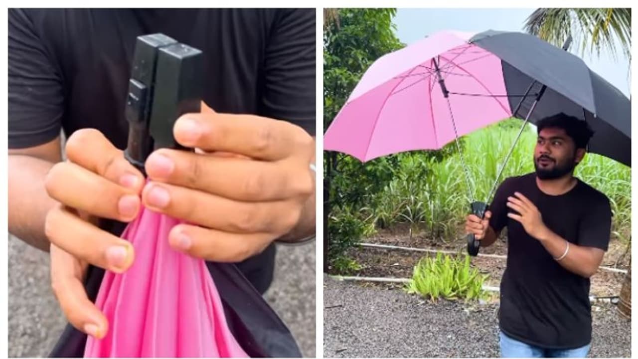 'ഇരുമെയ്യാണെങ്കിലും ഒരു കുട ചൂടാം...'; കപ്പിള്സിനായി 'ഒരൊറ്റ കുട' അവതരിപ്പിച്ച് യുവാവ്, വീഡിയോ വൈറല് 'ഇരുമെയ്യാണെങ്കിലും ഒരു കുട ചൂടാം...'; കപ്പിള്സിനായി 'ഒരൊറ്റ കുട' അവതരിപ്പിച്ച് യുവാവ്, വീഡിയോ വൈറല്