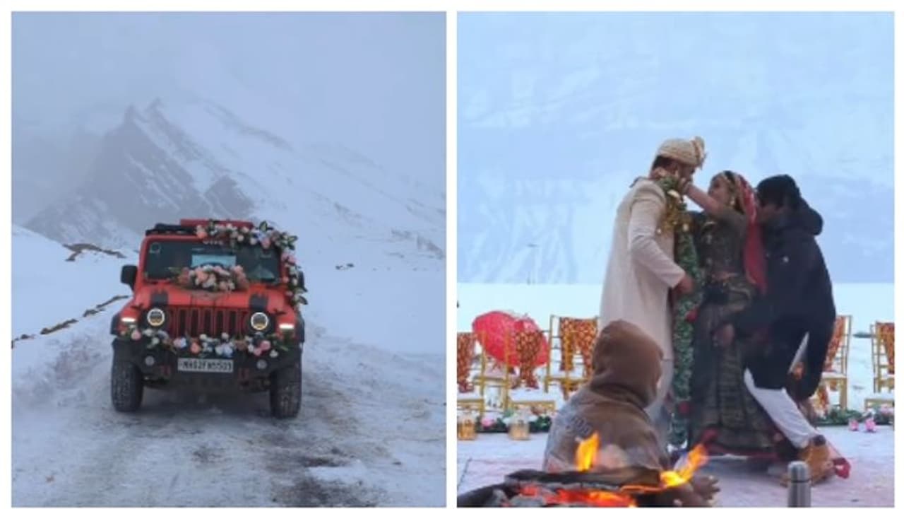  25 ഡിഗ്രിയില്‍, 12,500 അടി ഉയരത്തില്‍ ഒരു വിവാഹം; ഏറ്റെടുത്ത് സോഷ്യല്‍ മീഡിയ 