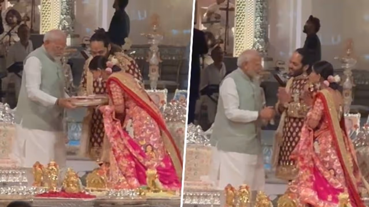 PM Modi blesses Anant Ambani, Radhika Merchant Ambani at Shubh Aashirwad ceremony (WATCH)