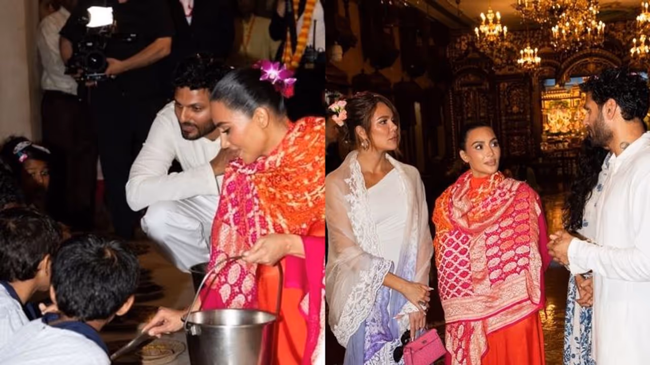 [PICS] Kim Kardashian and Khloe Kardashian visit Mumbai's Iskon temple, perform Seva with Jay Shetty