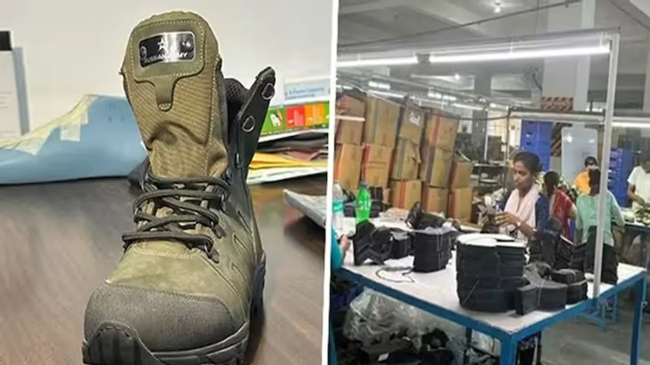 பீகாரில் தயாரிக்கப்பட்ட காலணிகளுடன் அணிவகுத்து செல்லும் ரஷ்ய ராணுவ வீரர்கள்..