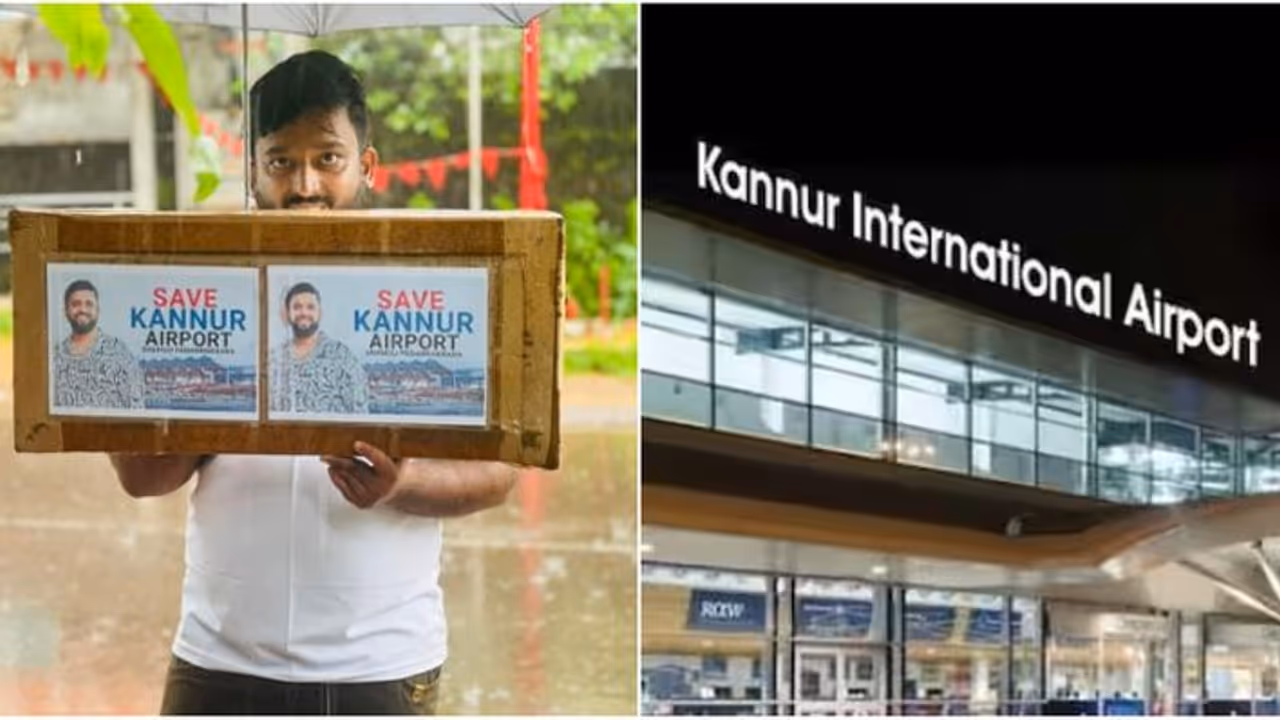 കണ്ണൂർ വിമാനത്താവളത്തോടുള്ള അവഗണനയിൽ പ്രതിഷേധിച്ച് വേറിട്ട പ്രതിഷേധവുമായി യുവാവ് കണ്ണൂർ വിമാനത്താവളത്തോടുള്ള അവഗണനയിൽ പ്രതിഷേധിച്ച് വേറിട്ട പ്രതിഷേധവുമായി യുവാവ്